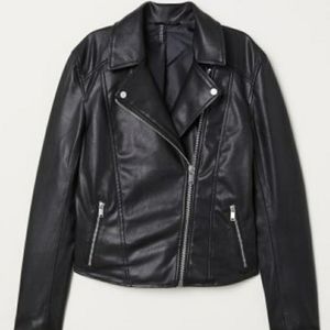 H&M Black Vegan Leather Jacket S